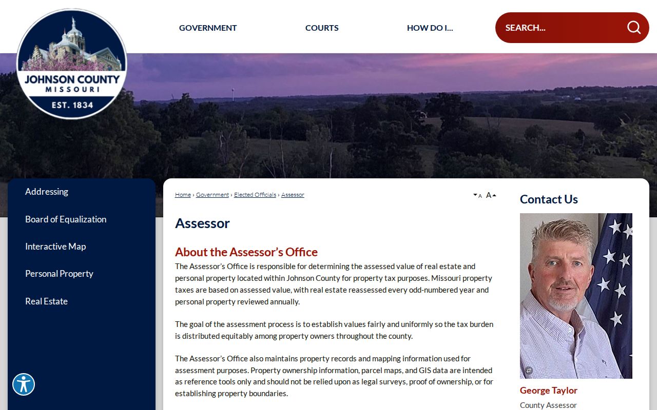 Warrensburg residents directory Johnson County Assessor property records page