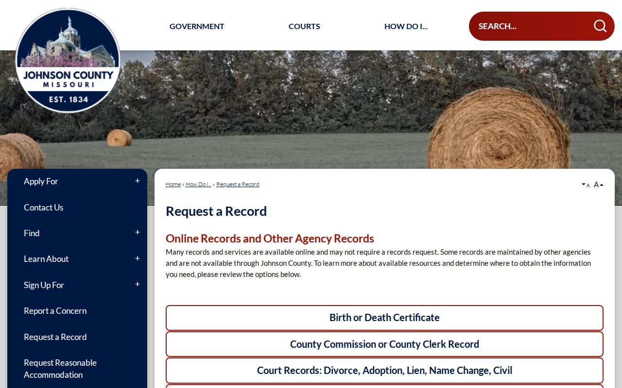 Warrensburg residents directory Johnson County public record request form