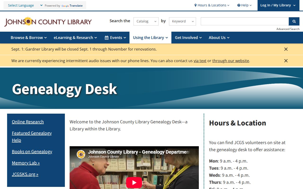 Warrensburg previous residents resources at the Johnson County Library Genealogy Desk
