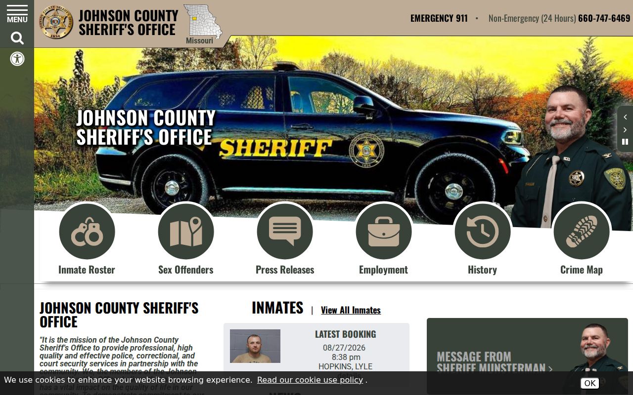 Warrensburg residents directory Johnson County Sheriff records entry point
