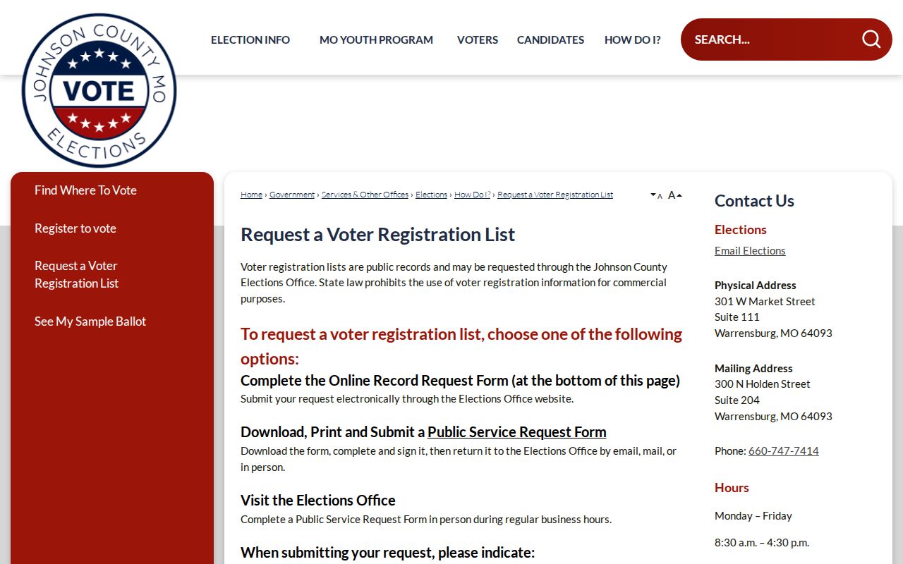 Warrensburg neighbors research with the Johnson County voter-file request form